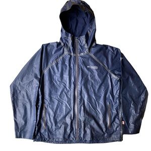 Columbia Titanium Outdry Ex Reign Hooded Shell Jacket Navy Men’s XL Rain Coat